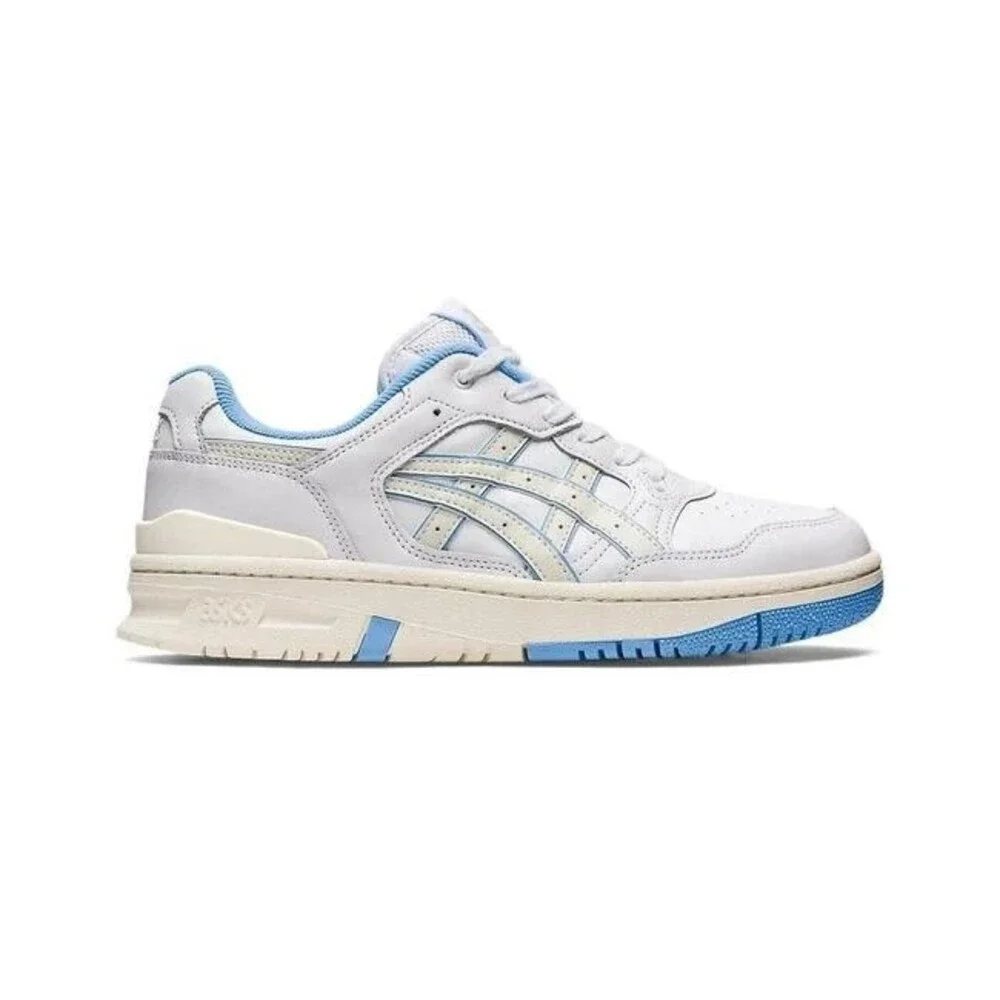 ASICS EX89 Men's Athletic Leather Sneakers White Blue Classic Sneakers NEW 10